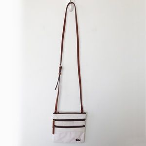 Dooney & Bourke Triple Zip Nylon Crossbody in White